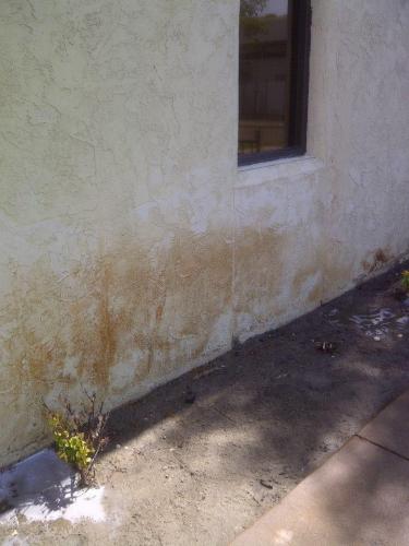 Mud Stain Removal on Stucco Before